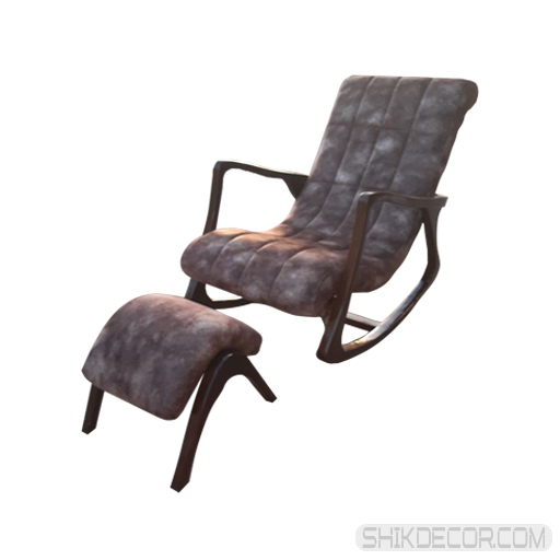 صندلی راک مبلی رنگ طوسی به همراه زیرپایی