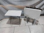 میز عسلی تاشو (چمدانی) پایه فلزی رنگ سفید شیک دکور
