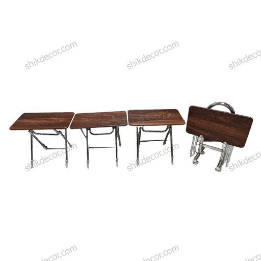 میز عسلی تاشو (چمدانی) پایه فلزی رنگ قهوه ای-تیره