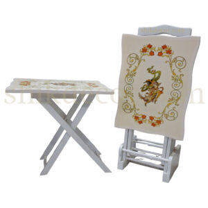 میز عسلی تاشو چمدانی پولیشی سفید