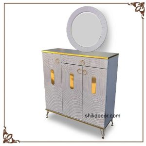 جاکفشی آینه کنسول 3 درب پایه فلزی
