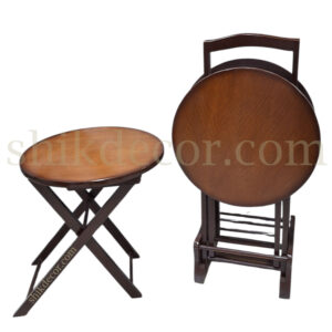 میز عسلی تاشو چمدانی جلومبلی دایره روکشی