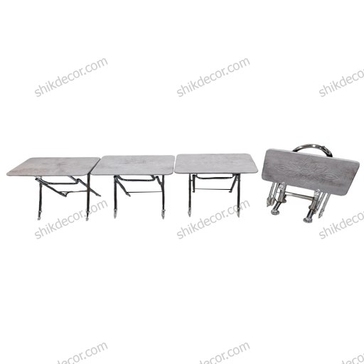 میز عسلی تاشو (چمدانی) پایه فلزی رنگ طوسی ابر و بادی شیک دکور