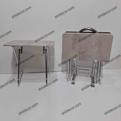 میز عسلی تاشو (چمدانی) پایه فلزی رنگ طوسی ابر و بادی