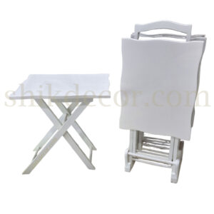 میز عسلی تاشو چمدانی سفید ساده پولیشی