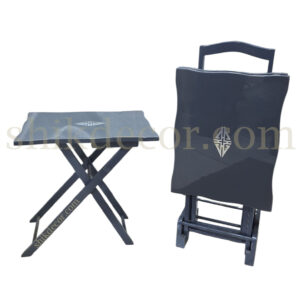 میز عسلی تاشو پولیشی طوسی برنزی