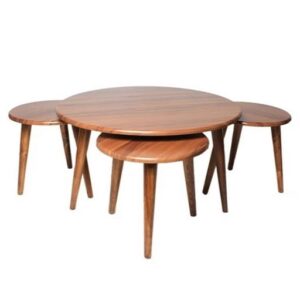 جلومبلی و میز عسلی چوبی گرد ساده