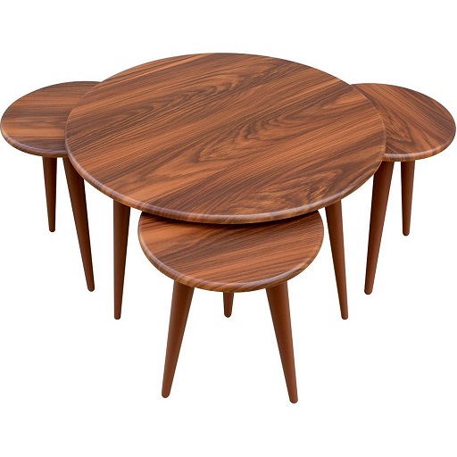 جلومبلی و میز عسلی چوبی گرد ساده