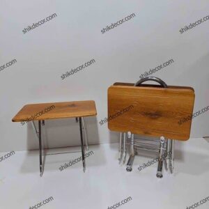 میز عسلی تاشو (چمدانی) جلو مبلی پایه فلزی صفحه بزرگ 4 عددی