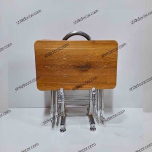 میز عسلی تاشو (چمدانی) جلو مبلی پایه فلزی صفحه بزرگ 4 عددی