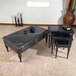 میز جلومبلی چوبی مدرن کشودار مدل 0084 طرح سنگ