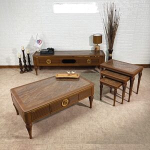 میز جلومبلی چوبی مدرن کشودار مدل 0084 طرح سنگ شیک دکور