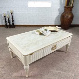 میز جلومبلی چوبی مدرن کشودار مدل 0084 طرح سنگ شیک دکور