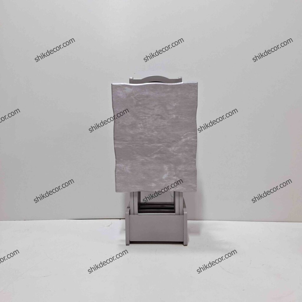 میز عسلی تاشو چمدانی وکیوم پایه چوبی طوسی روشن چهار عددی