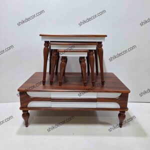 میز جلومبلی به همراه سه عسلی مدل پویان دو رنگ