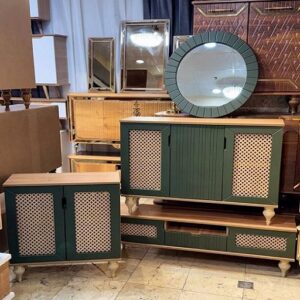 ست آینه و کنسول و میز تلویزیون و جاکفشی مدل حصیری کلاسیک